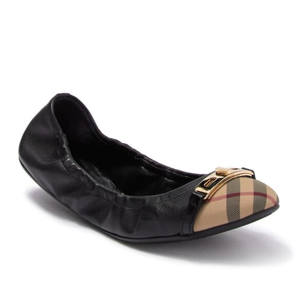 NIB BURBERRY TWIST LOCK DRAYTON LEATHER BALLERINAS - Picture 4 of 5
